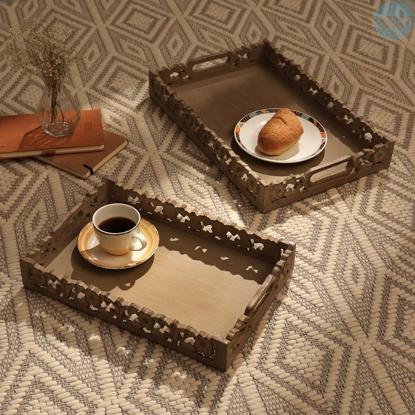 Charcoal Serving Tray, Set of Two — Designer Library