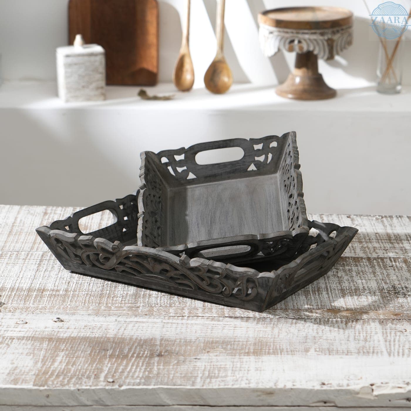 Ebony Serving Tray with Handles — Designer Library