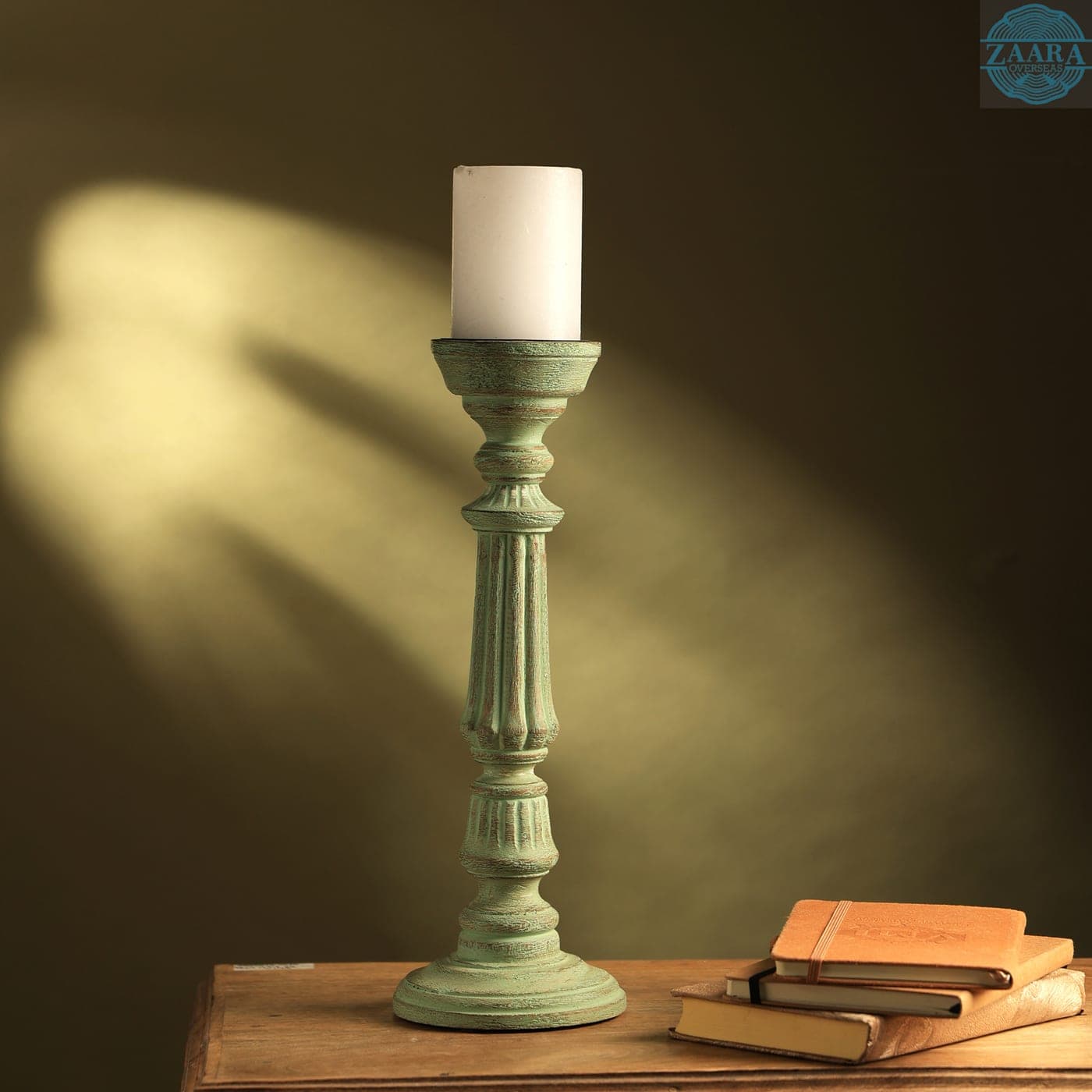 Golden Teak Candle Holder — Designer Library