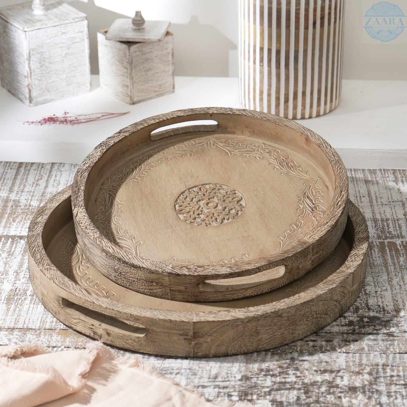 Mango Wood Round Platter — Designer Library