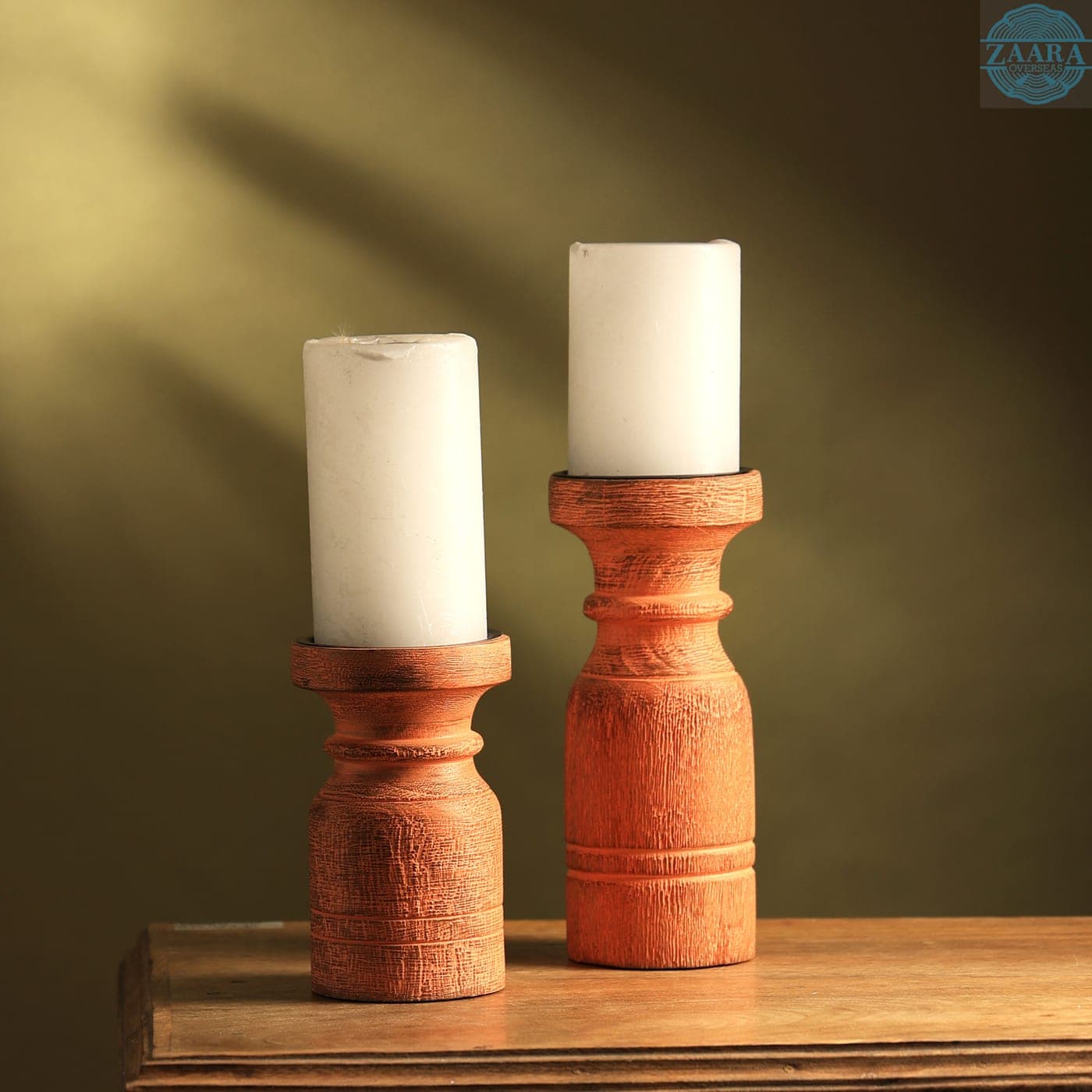 Terracotta Candle Stand Pair — Designer Library