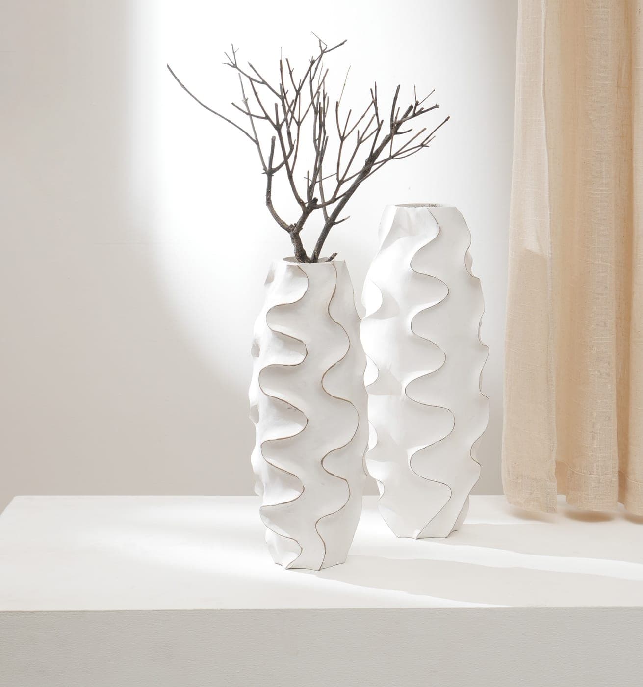 Carved Ivory Bud Vases