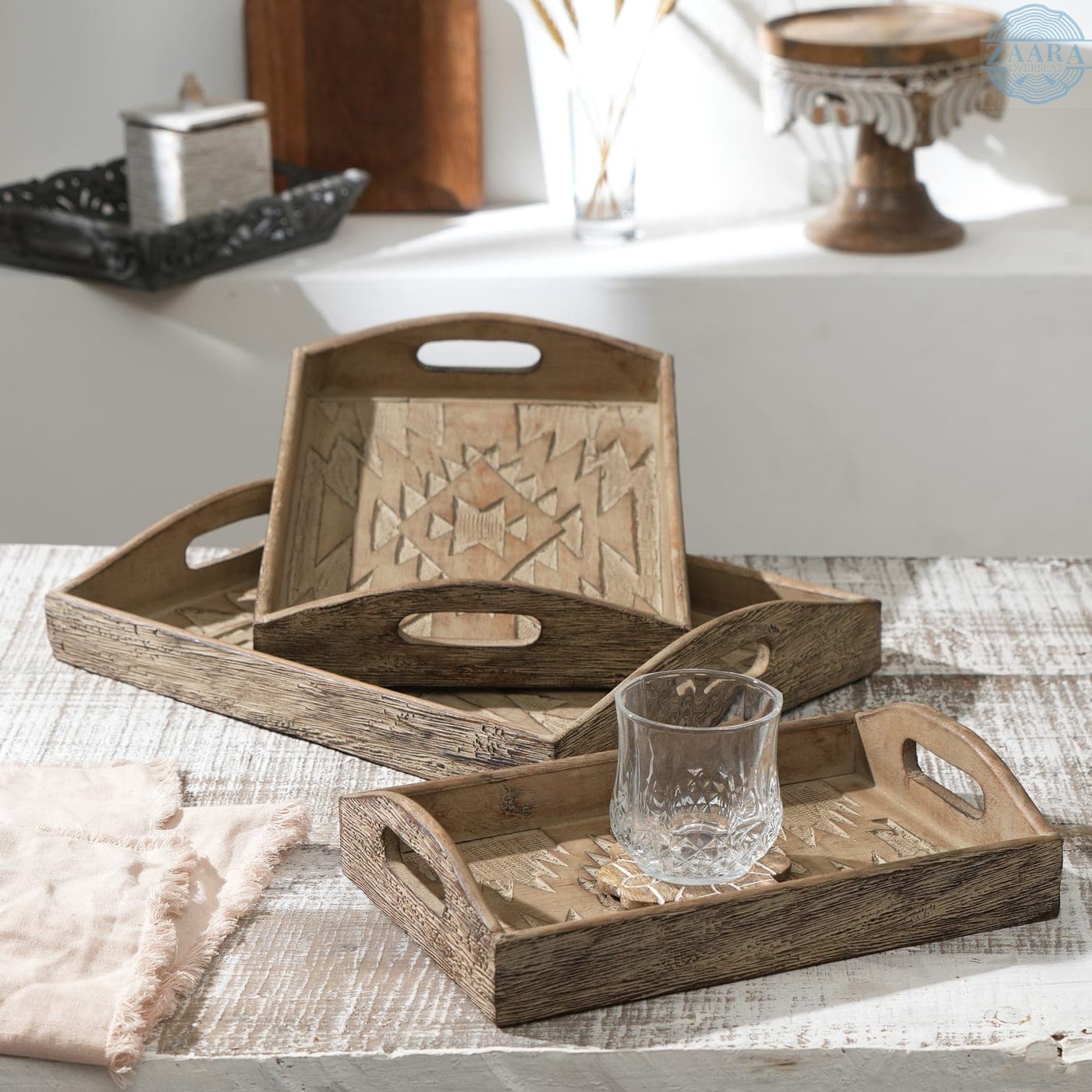 Carved Round Serving Tray — Designer Library