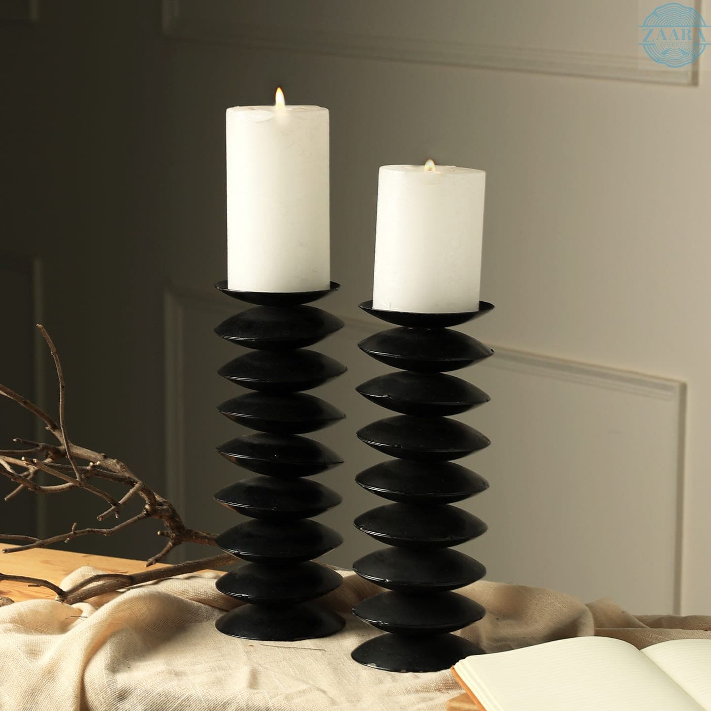Ribbed Pillar Candle Holder