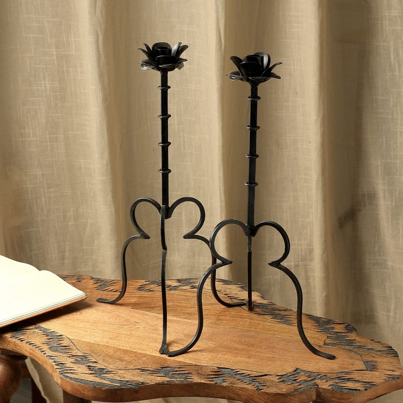 Wrought Iron Twin Candlestick — Designer Library